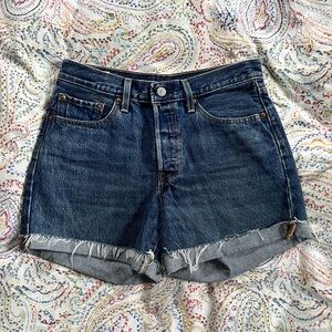 EUC Levi's 501 cuffed denim shorts with button fly